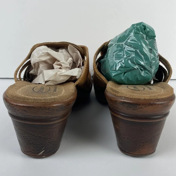 Dr Schols Brenna beige tan crochet woven platform heel slip on clog mules size 9 - Picture 4 of 11